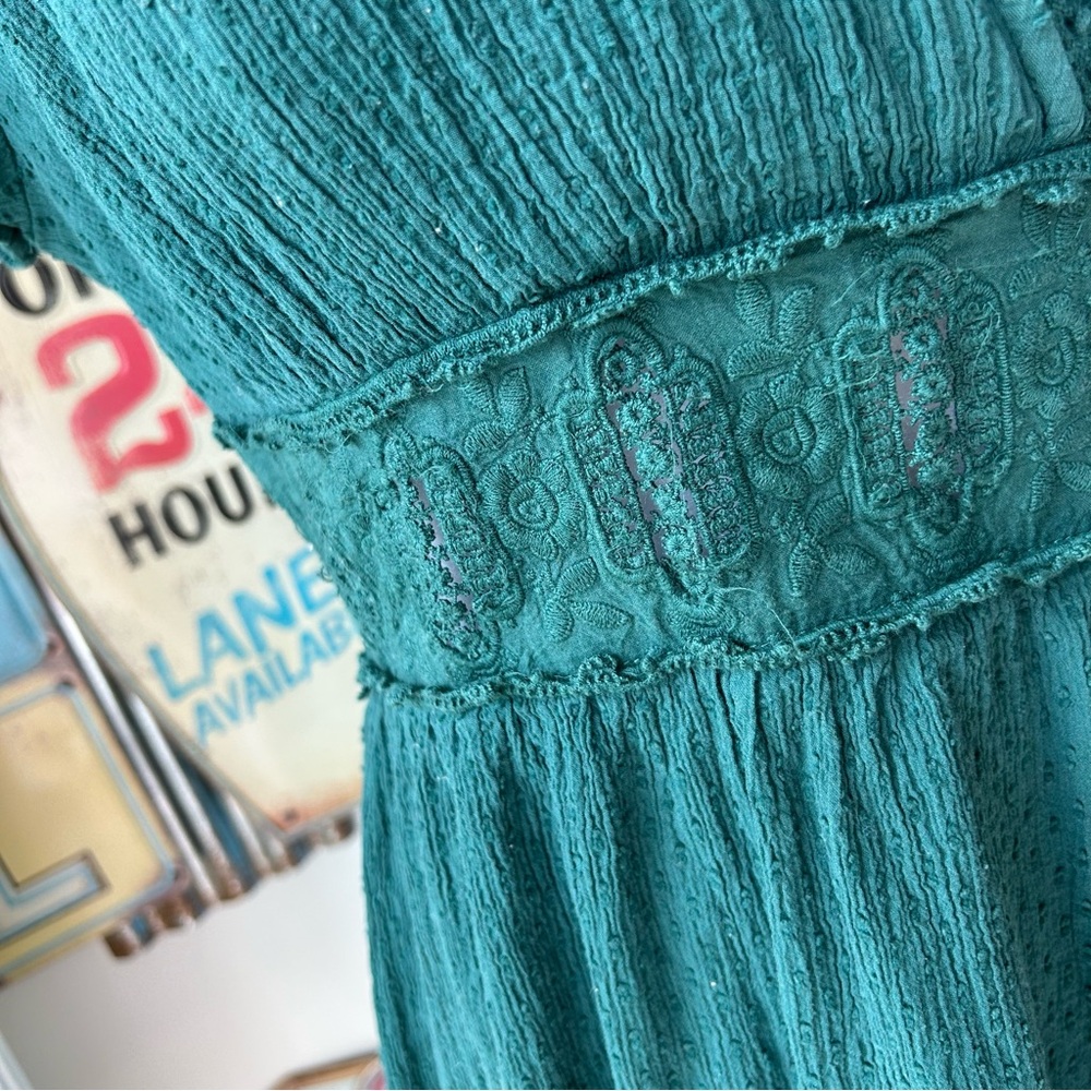 Altar'd State Forest Green Textured Ruffle Wrap Dress - Picture 13 of 14